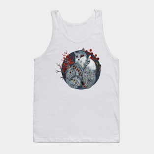 Nordic Folk Art Fox, Woodland Animal Folk Art Tank Top